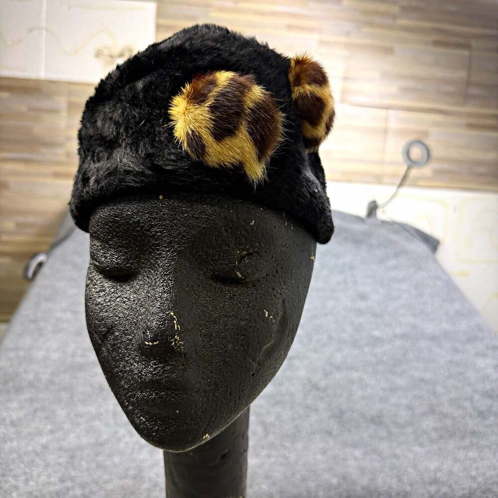 G Howard Hodge Jr Women’s Black Cossack Faux Fur Hat Animal Print One Size